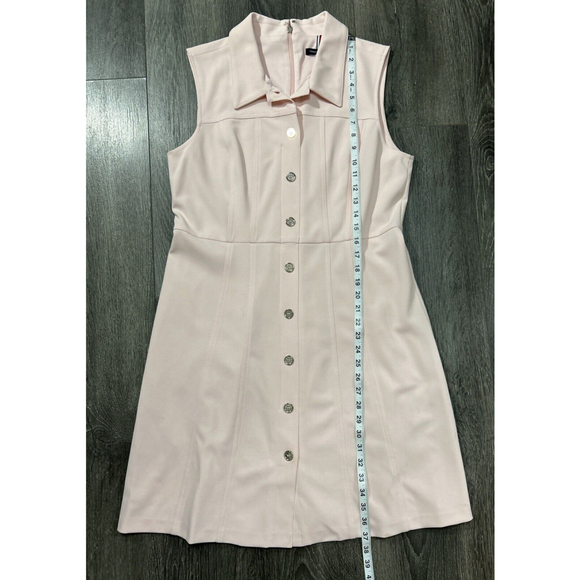 Tommy Hilfiger Size 12 Soft Pink Sleeveless Faux Button Down Collared Dress - Picture 6 of 9